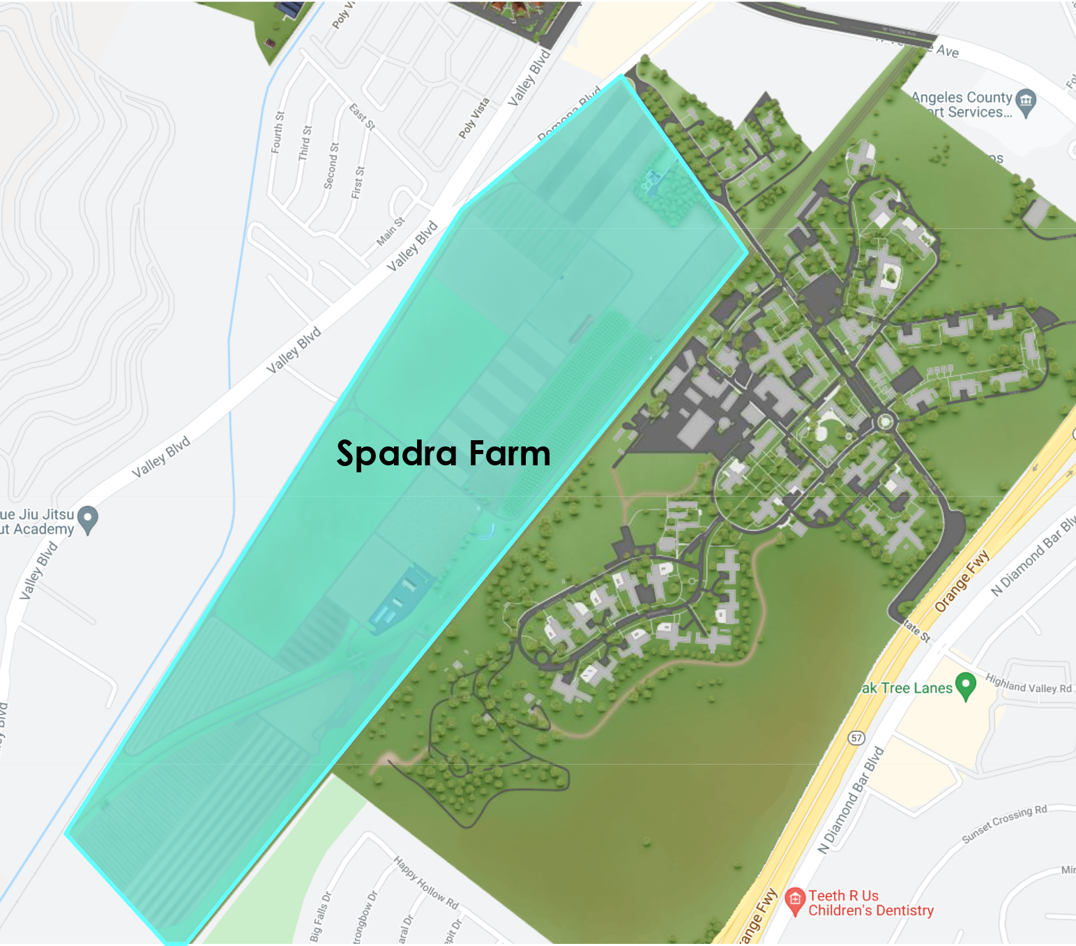 Map of Spadra Farm location