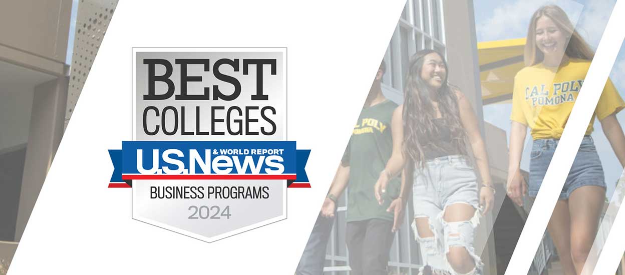 US News best business college logo with students walking