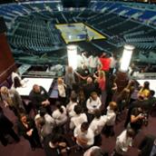 Students network at Staples Center