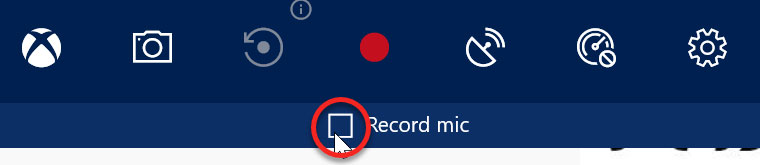 game bar with red box on record mic icon