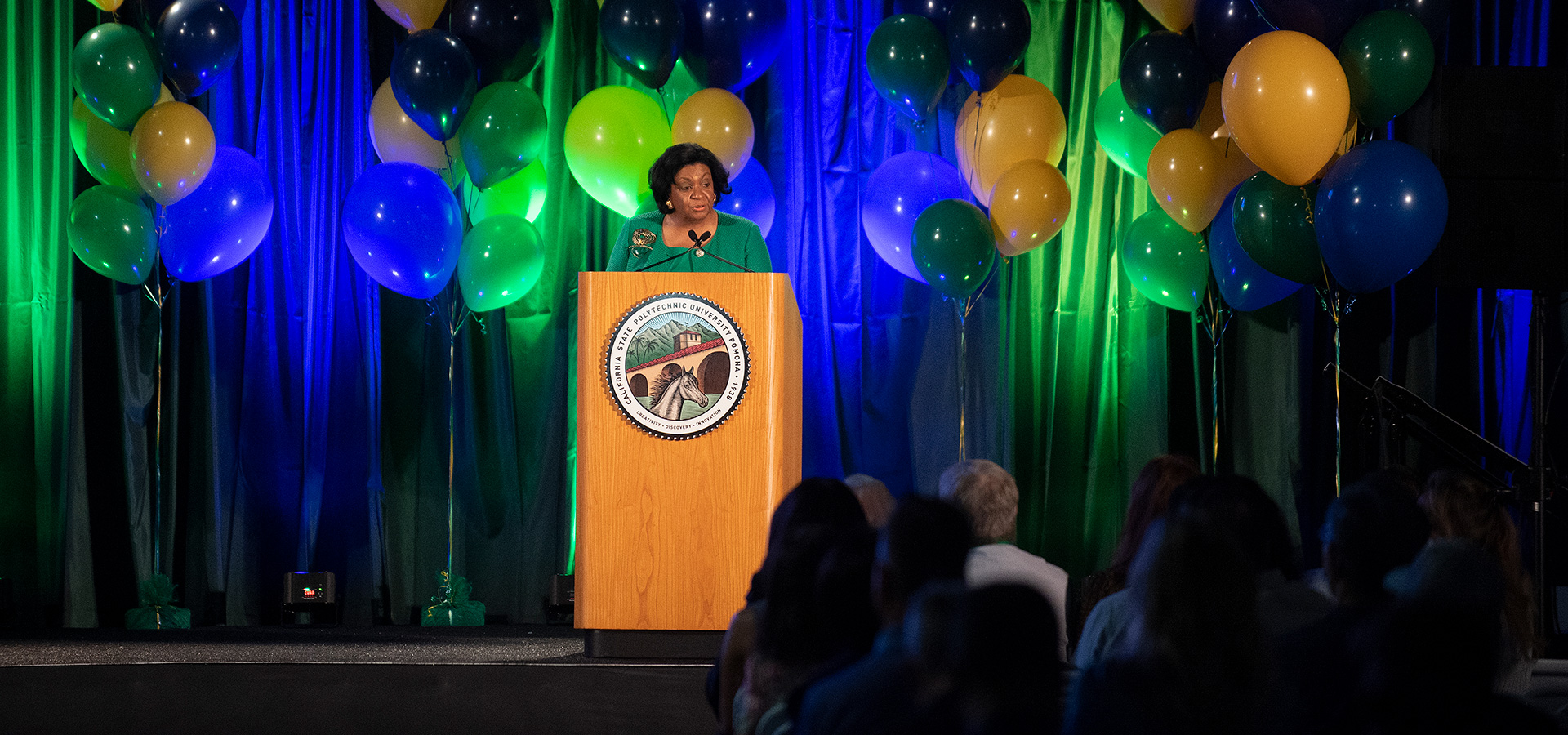 President Coley gives her State of the University address during 2023 Fall Conference.