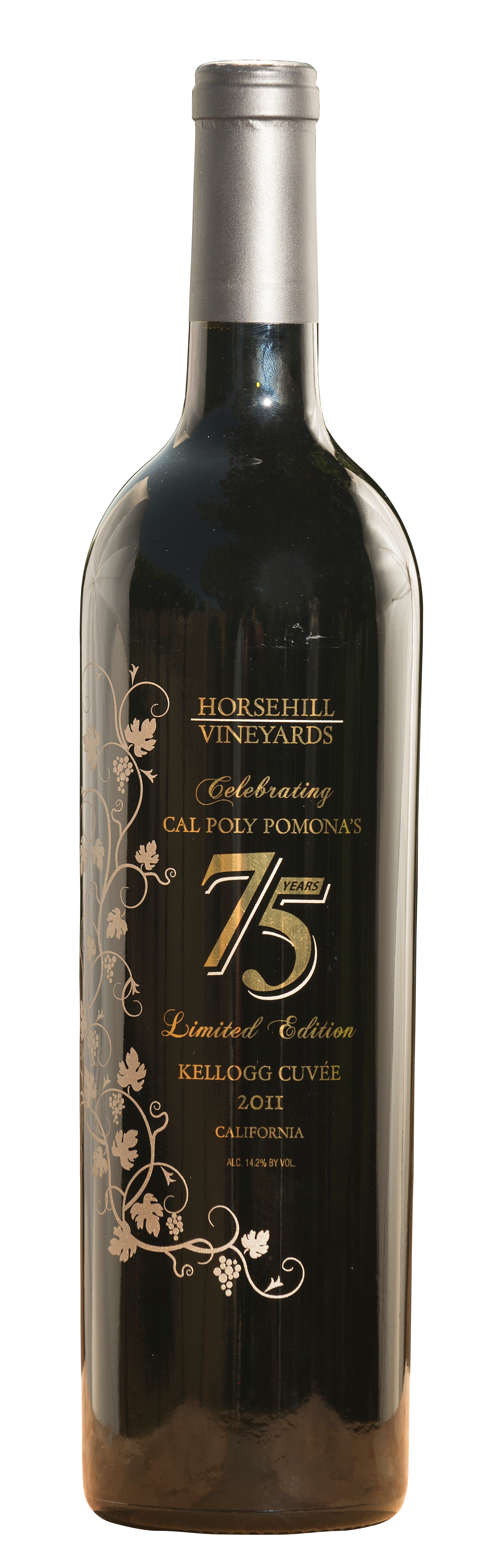 bottle of Horsehill Vineyards Celebrating 75 years limited edition Kellogg Cuvee 2011