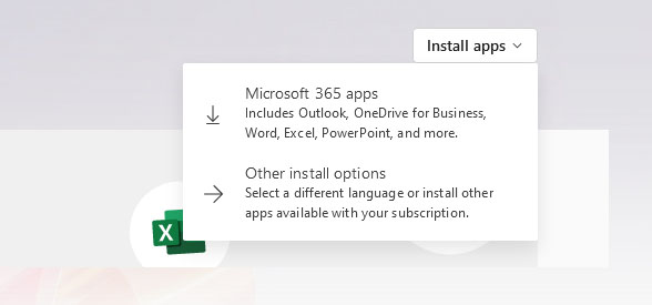 Install apps dropdown