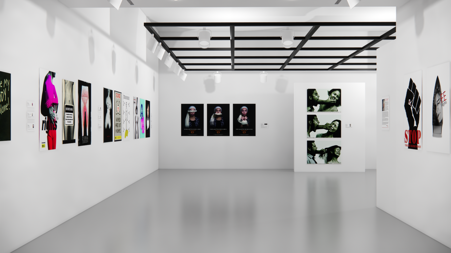Installation View, Corridor of Gallery, Women's Rights are Human Rights Exhibition, Sept 15, 2021 to Dec 1, 2021