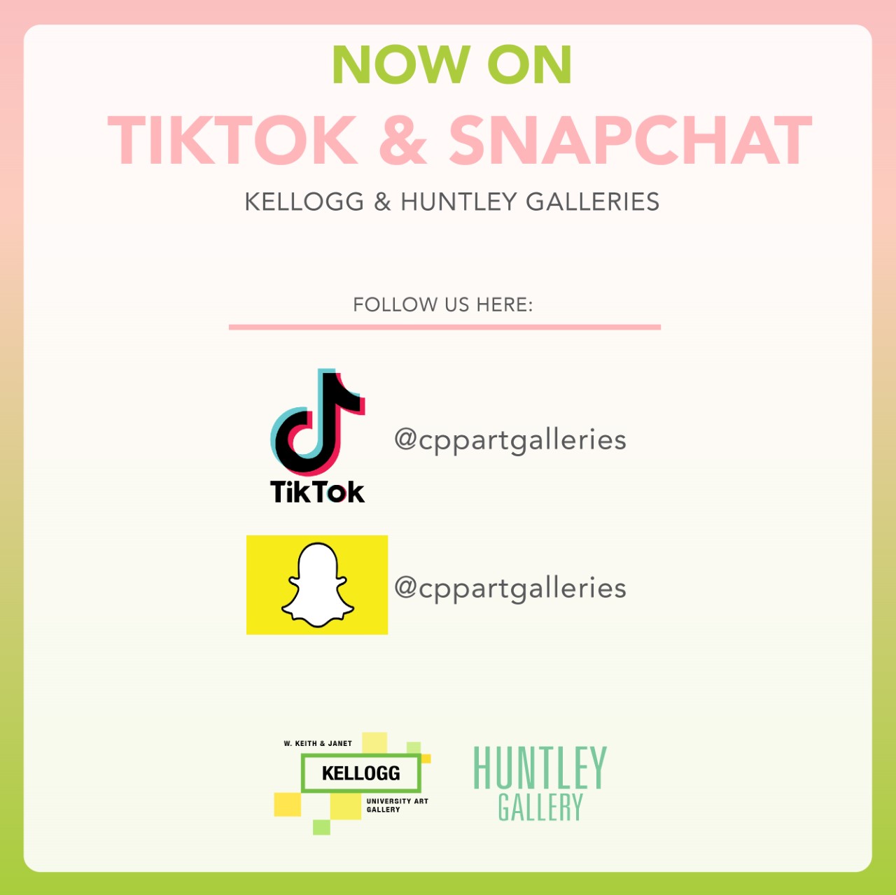Now on Tiktok and Snapchat