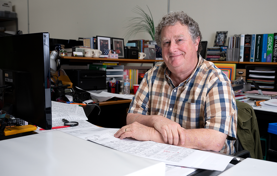Alumnus Mike Riley in his office.