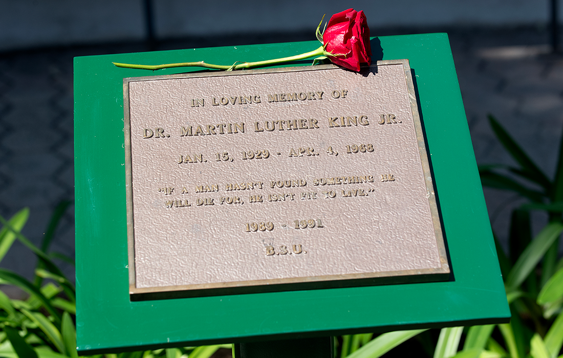 MLK Plaque at Monument to Movement event celebrating the leadership of Martin Lugerh King Jr. 