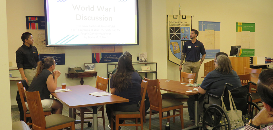 World War I discussion leaders present at Chapman University.