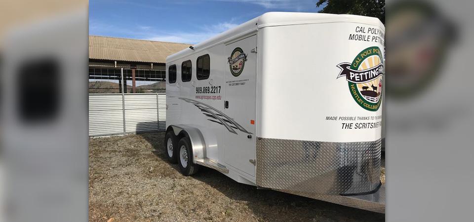 A look at the new Cal Poly Pomona Petting Farm Trailer from the right front. 