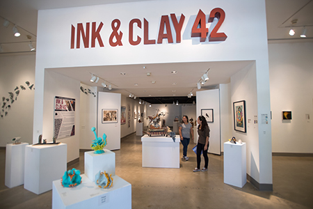 Established in 1971, Ink & Clay is a national competition that features works that incorporate “any variety of ink or clay as a material.”