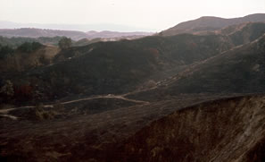 View of burned hillslopes