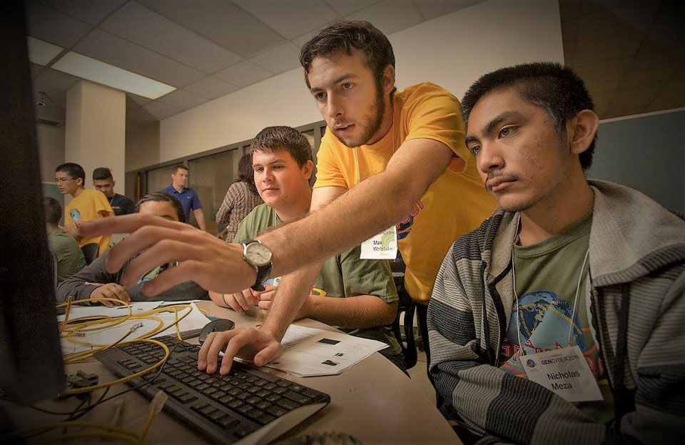 Students working at a computer