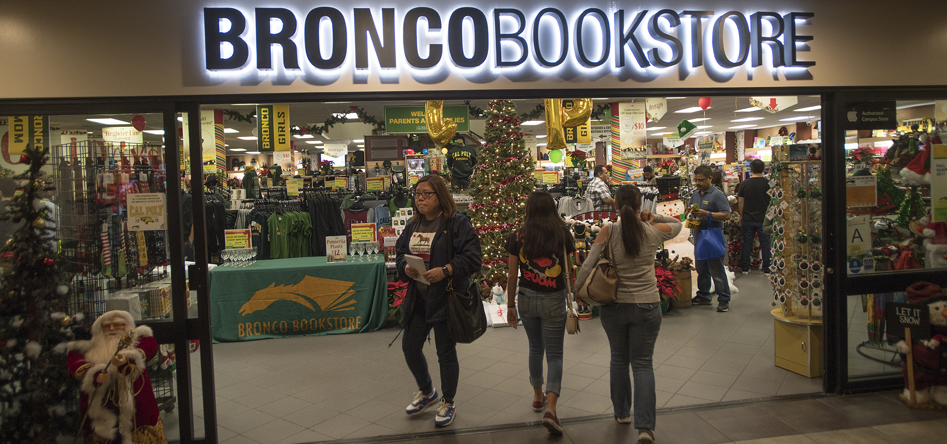 Bronco Bookstore during the holidays.