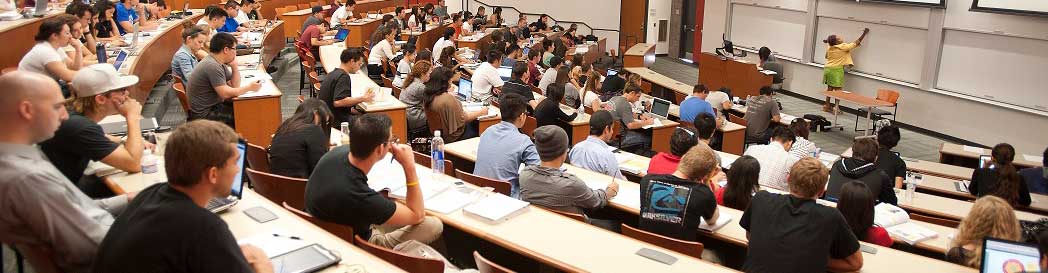 Students attending a lecture at the CBA complex.