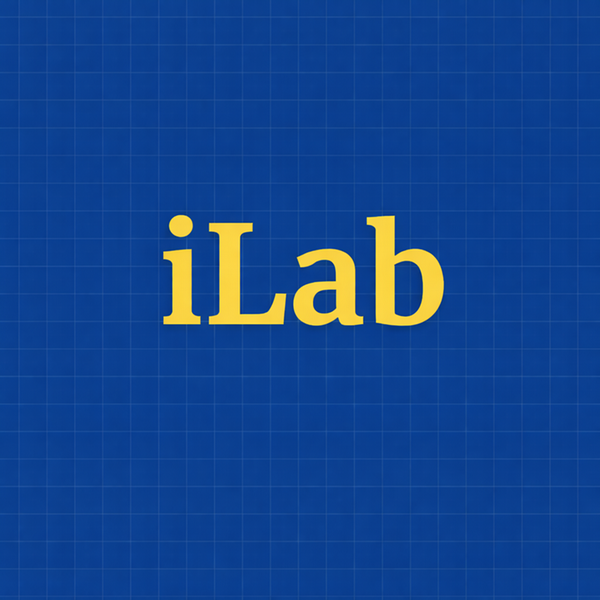 Graphic with the text “iLab” on a blue background.