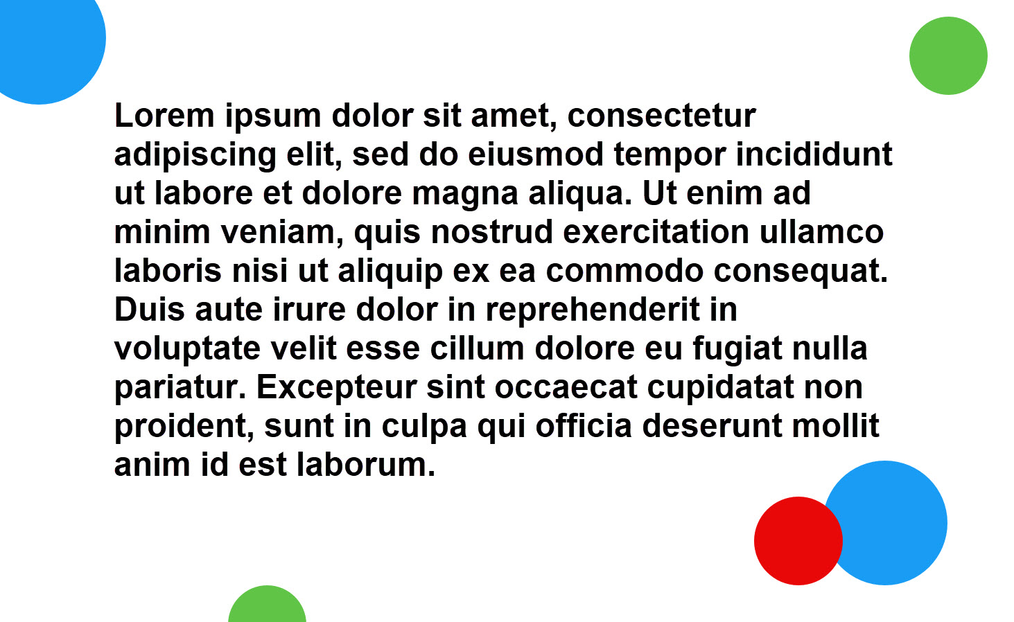 Lorem ipsum text with colorful circles around it.
