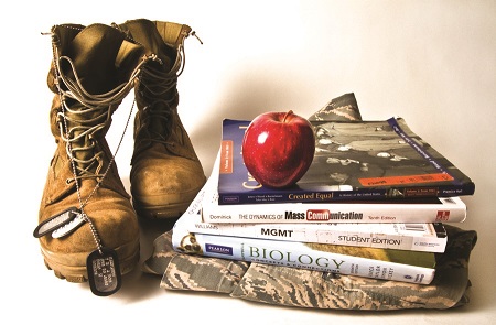 Decorative image of boots and books