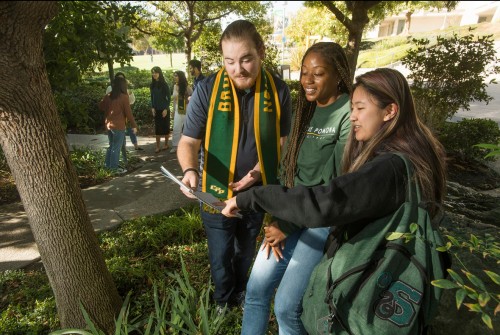Three Students in Koi Pond Area