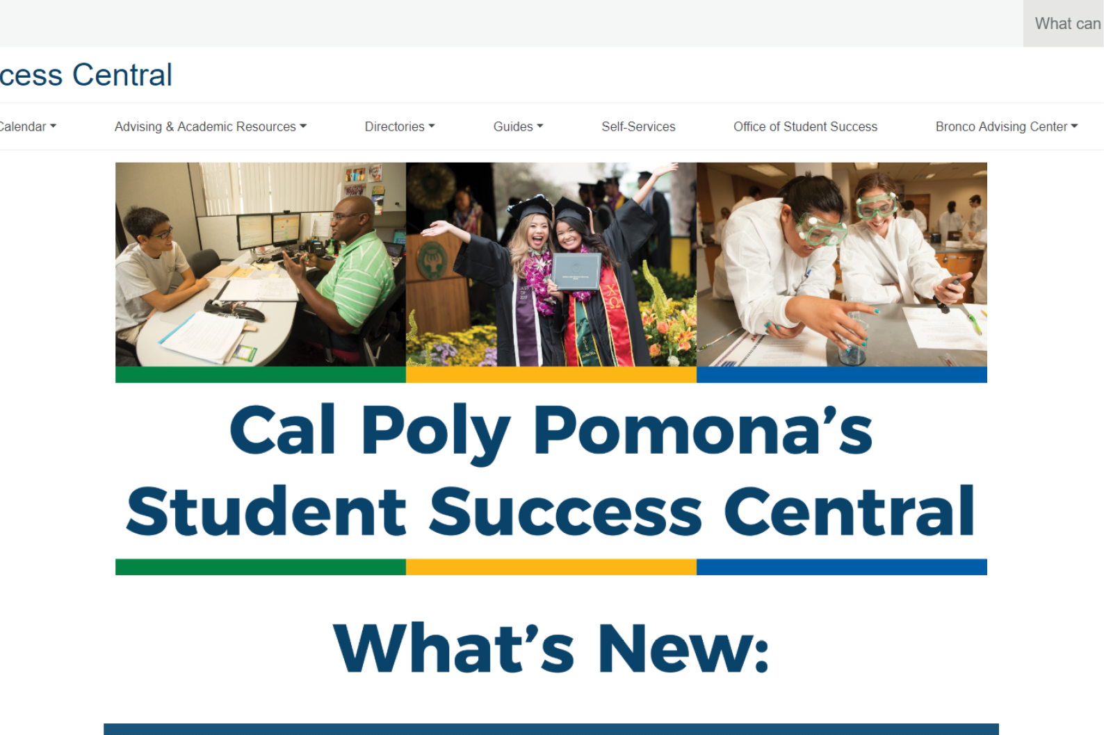 Screenshot of Student Success Central