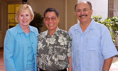Professor Emeritus Edison Cabacungan with President and Mrs. Ortiz
