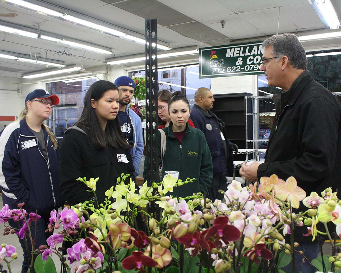 Cal Poly Pomona agribusiness students tour the Mellano & Co. floral operation.