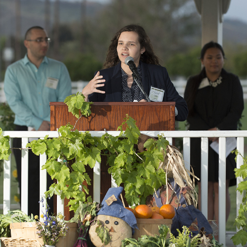 business student speaks at spring harvest