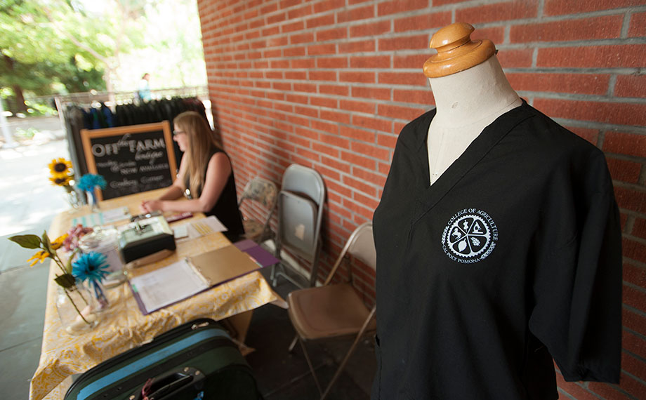 A shirt is displayed on a mannequin at an AMM boutique outside Building 2.