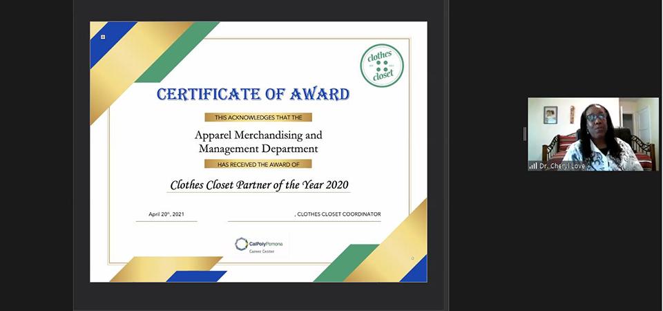 Screenshot of certificate given to the AMM Department