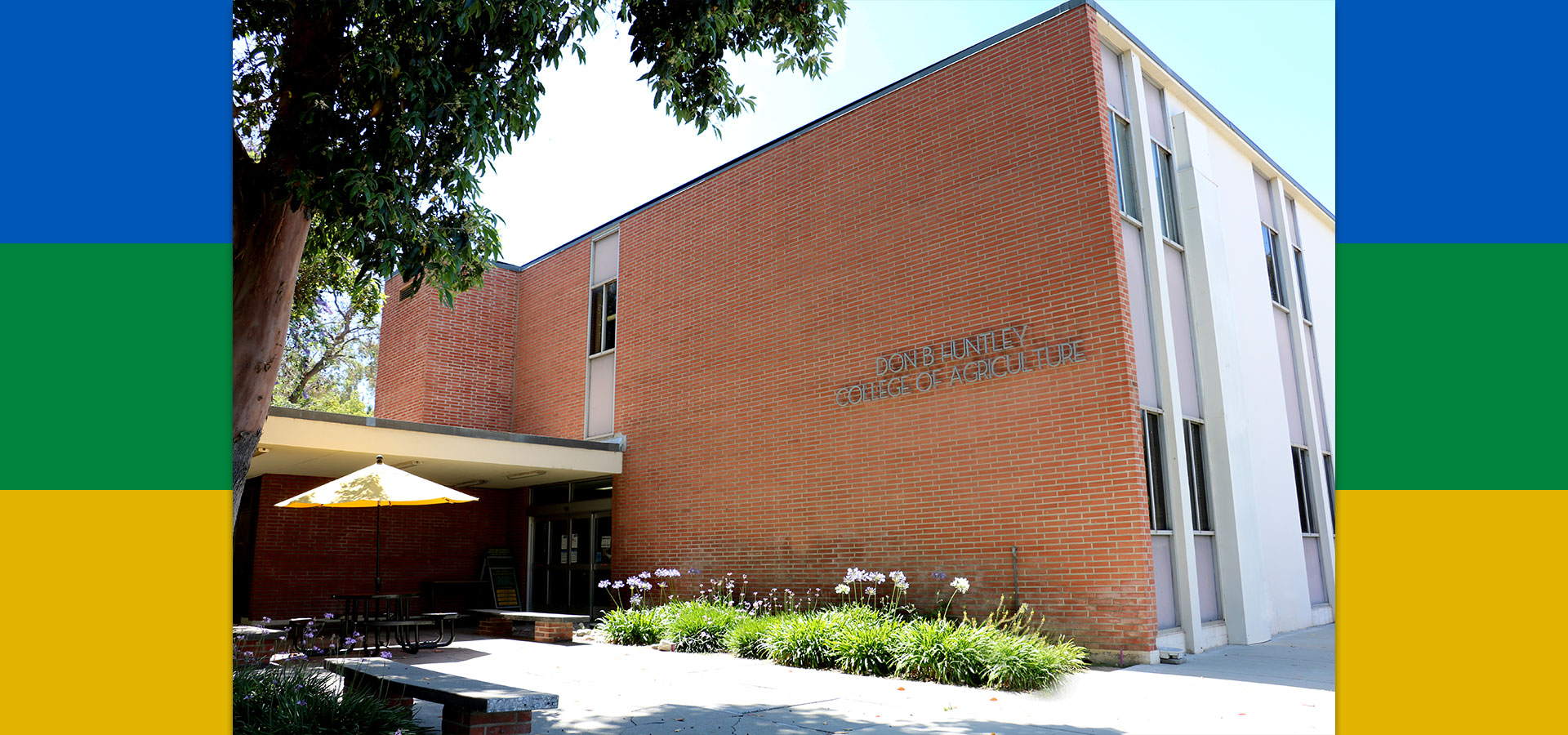 A view of the south side of Building 2, which houses the Don B. Huntley College of Agriculture.