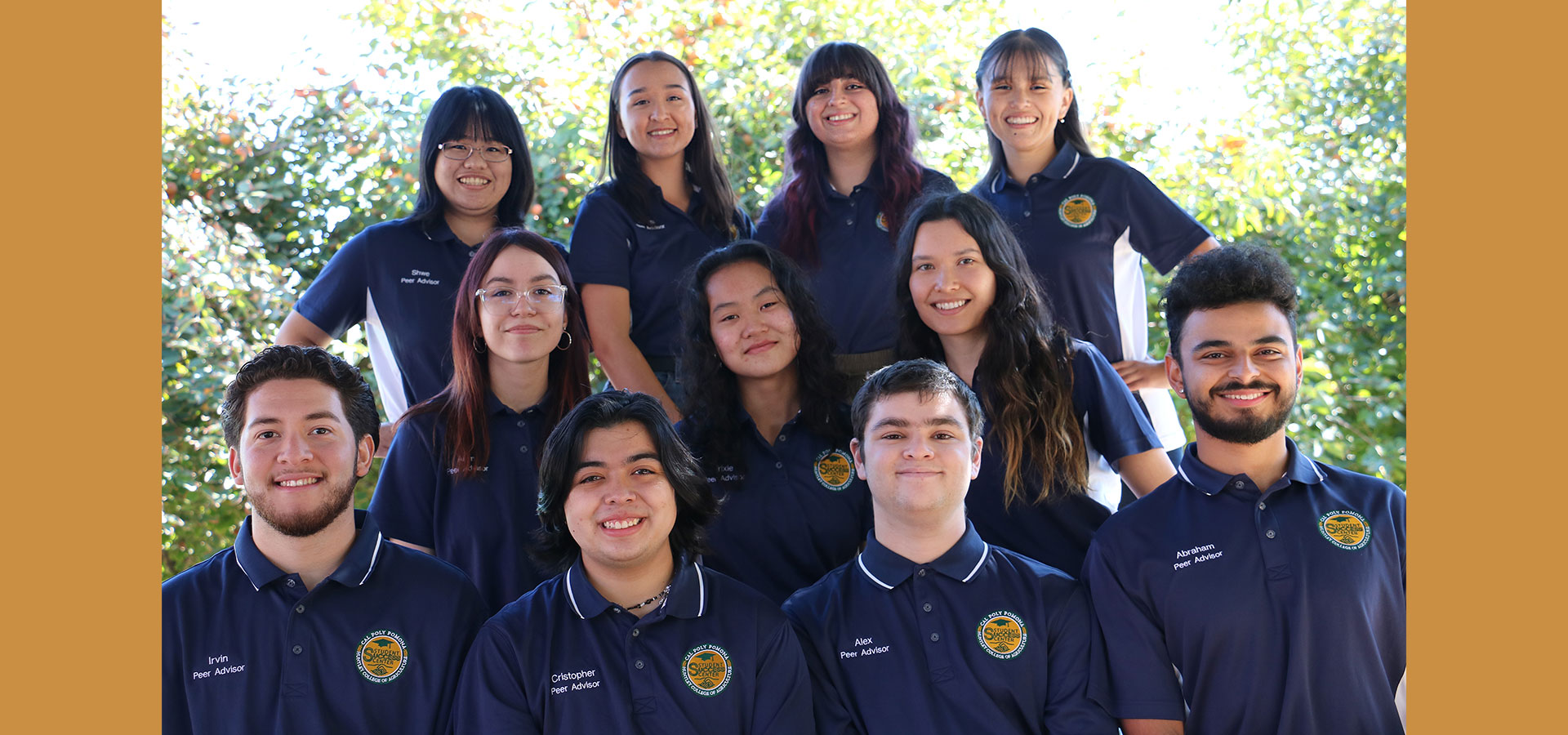 Peer advisors pose outside AGRIscapes