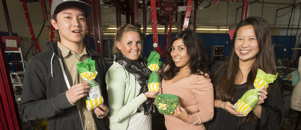 Students posing with Agricultural donations