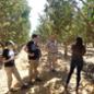 Don Huntley speaks to students amid the pistachio trees at his farm.