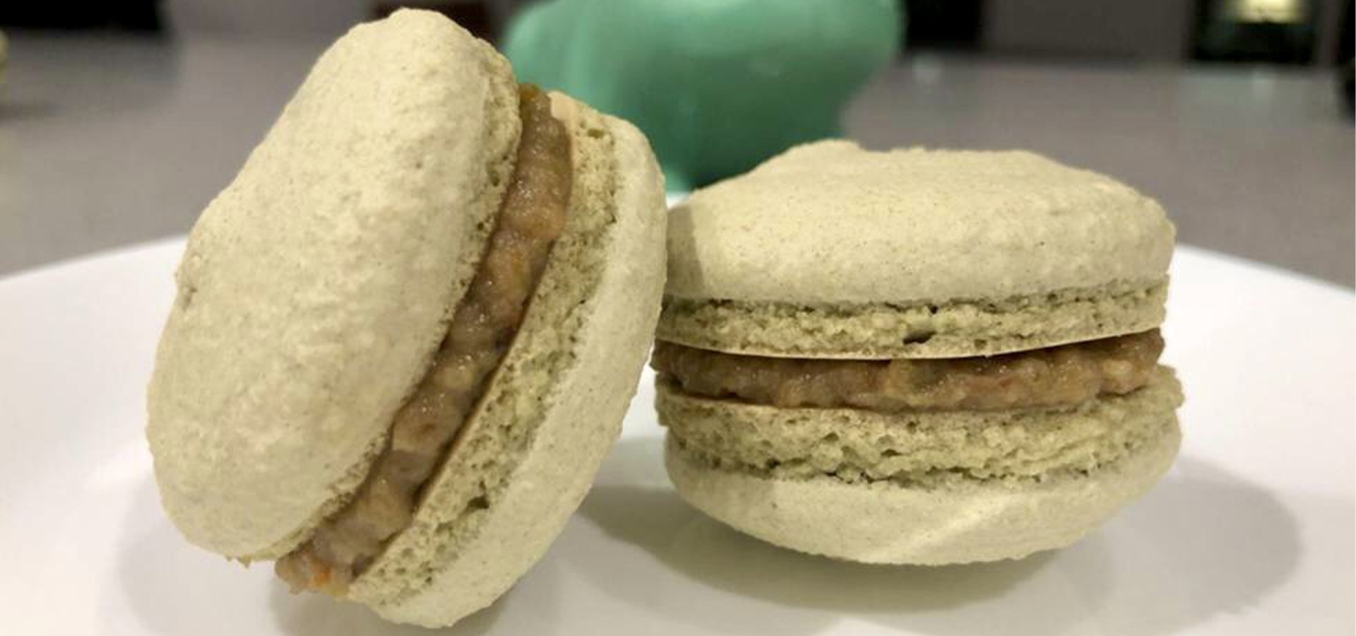 The vegan pistachio French macaron created by Jaqueline Thach
