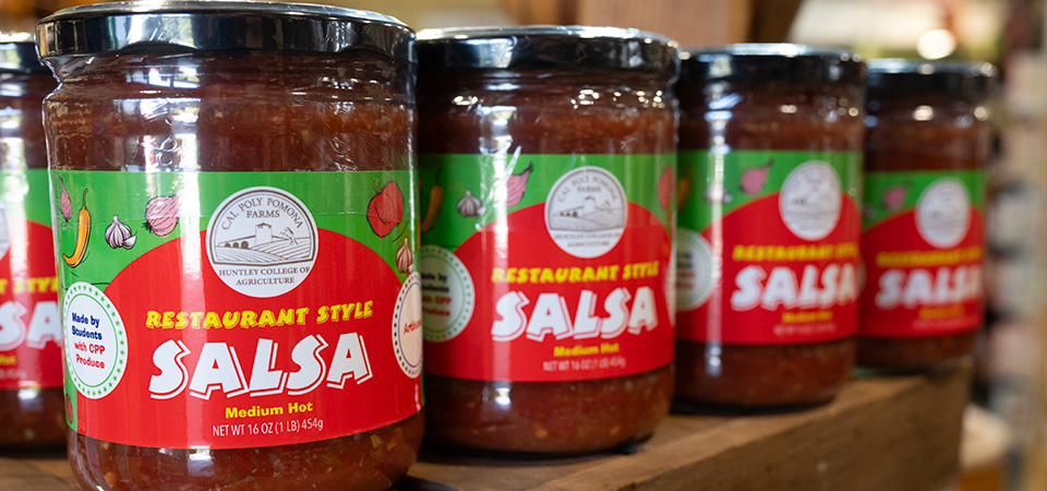Salsa jars on a shelf