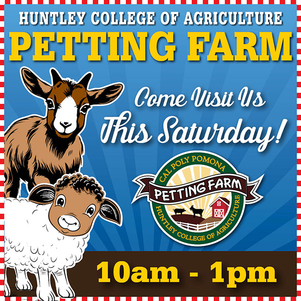 Illustration announcing petting farm event Saturday, Jan. 13, 10 a.m. to 1 p.m.