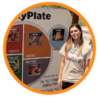 Laine Murphy in front of MyPlate poster