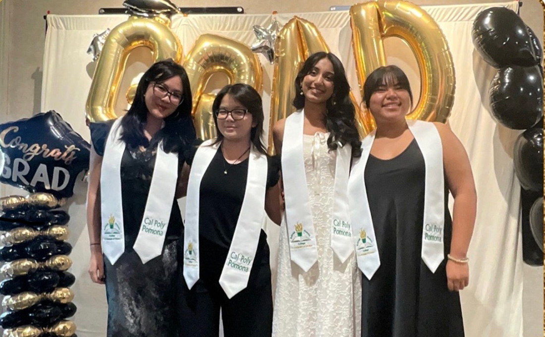 Graduating seniors Kuuipo Kalipi, Lindsay Lam, Tanya Patel and Robin Yeh.