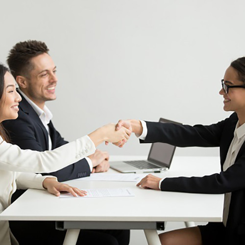 students interviewing for a job