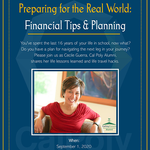 Cecile Guerra will give workshop on financial planning.