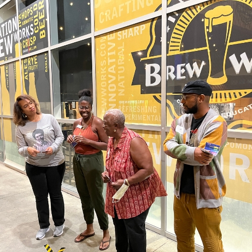 alumni presenting during mixer event at innovation brew works