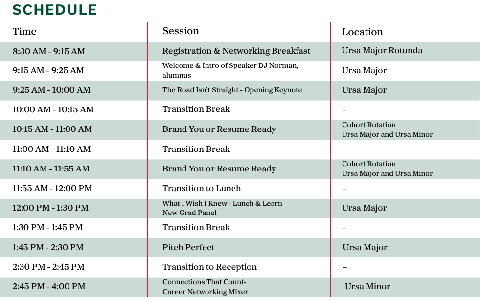 schedule of events