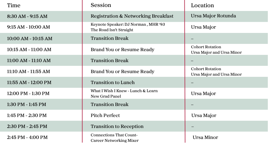 schedule of events