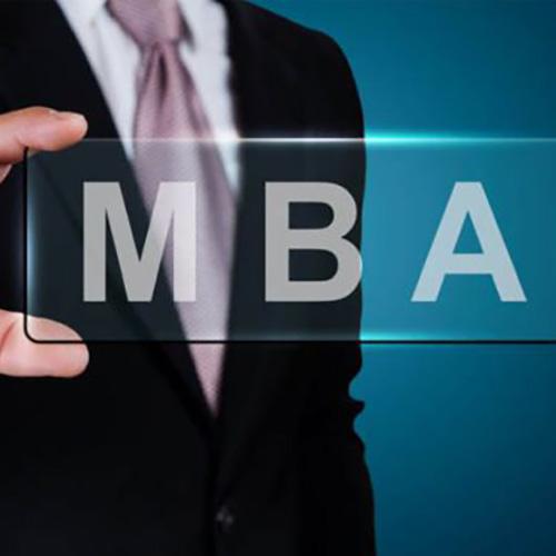 MBA text with businessman