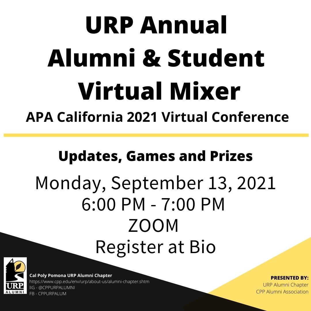 URP Annual Alumni & Student Virtual Mixer on September 13