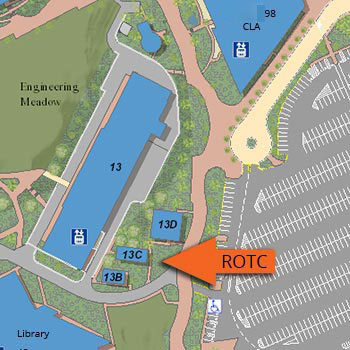 Rotc Location Map with Red Arrow pointing to Building 13C