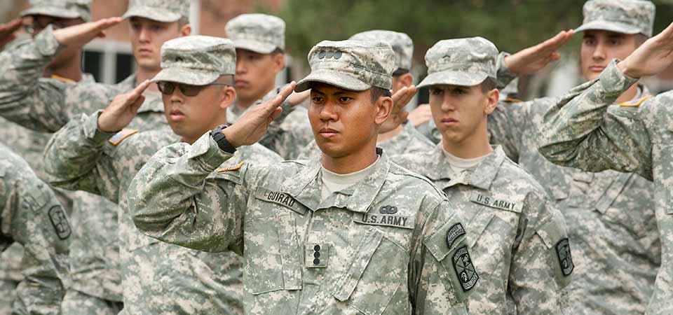 ROTC Cadets Saluting