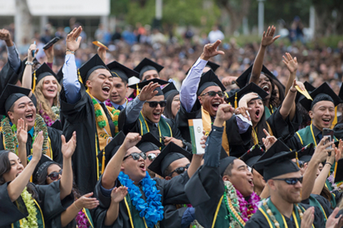 happy graduates cheering