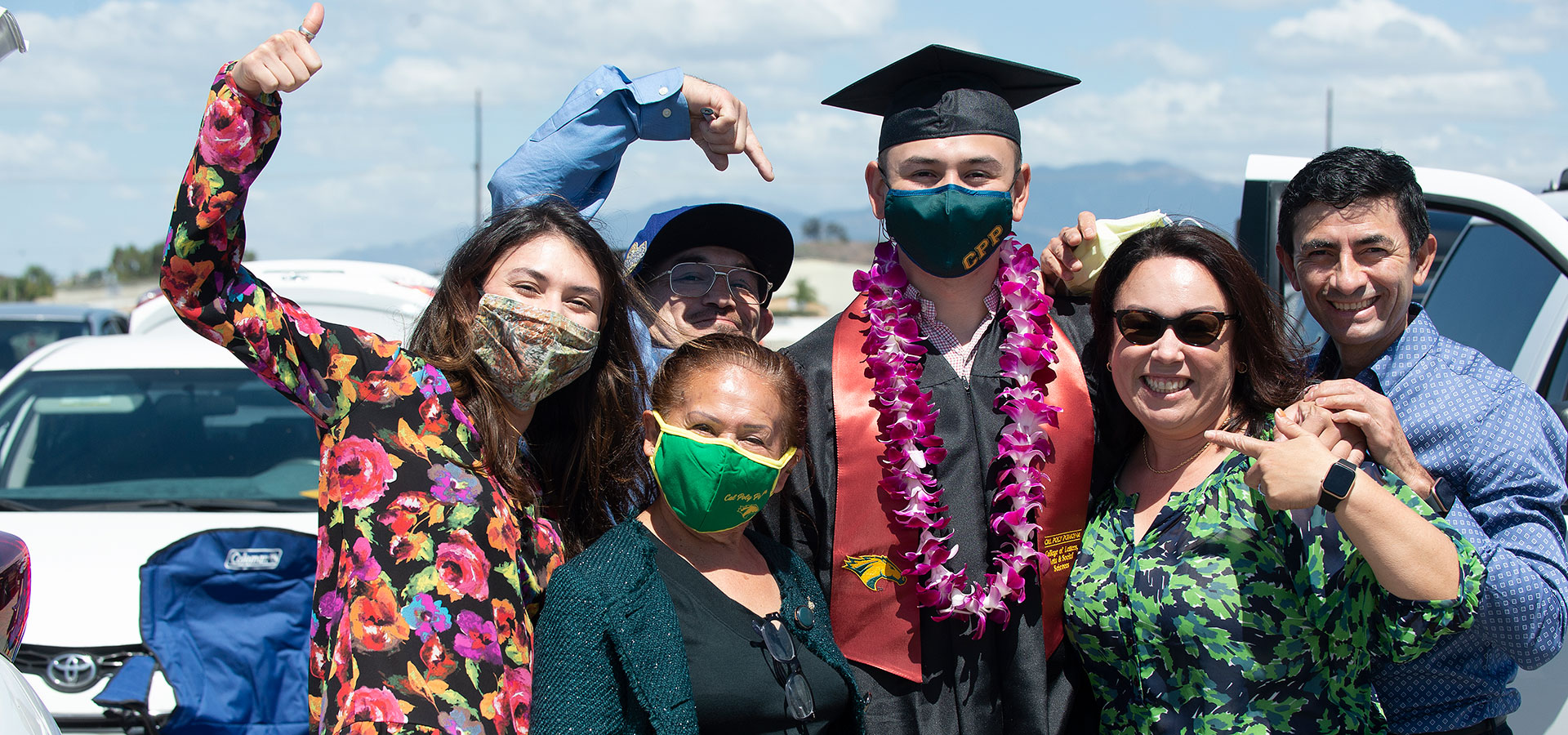 CLASS graduate and his family during the 2021 drive-in commencement