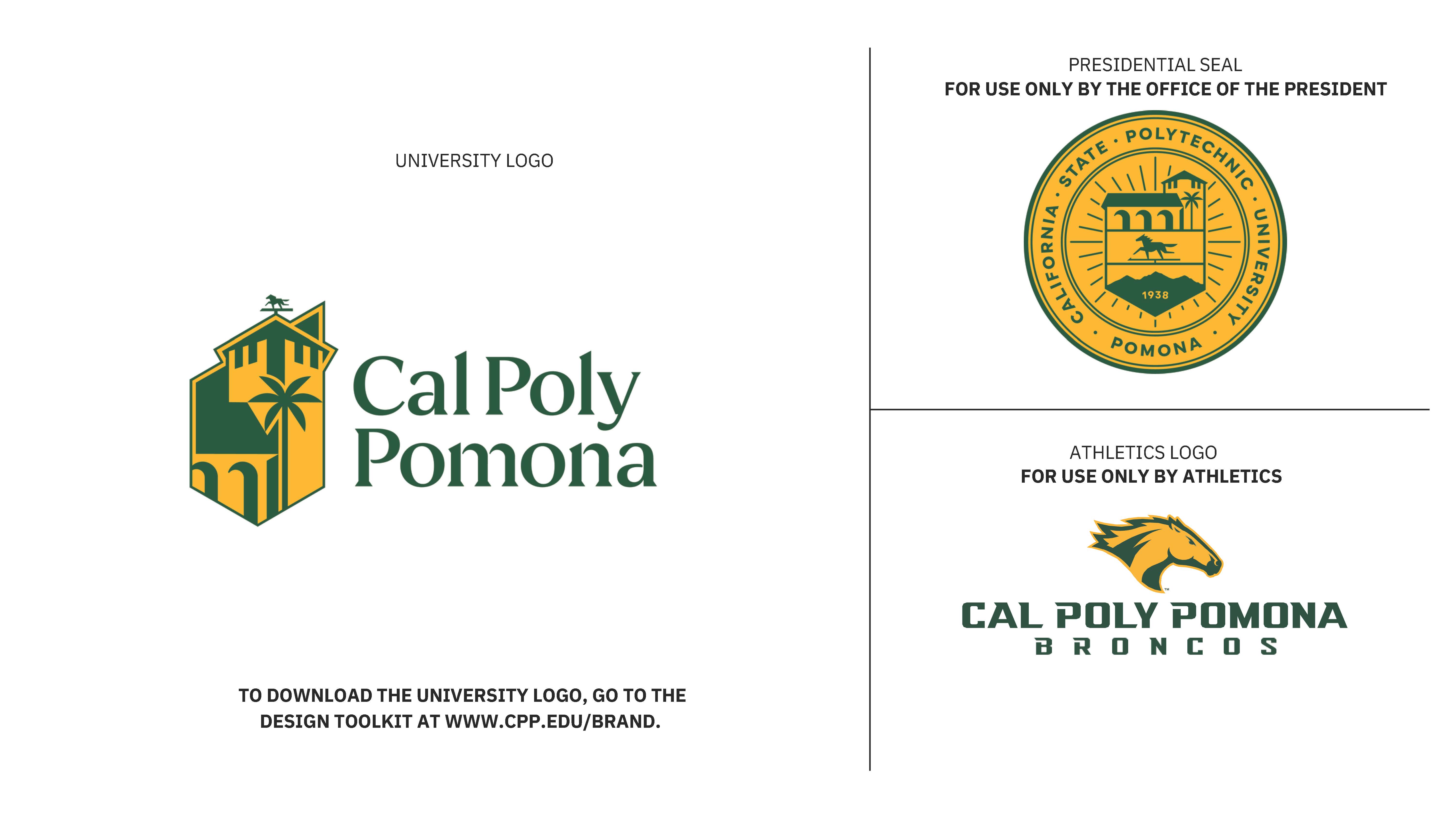 The Logo Family. CPP logo, seal and athletics logo.