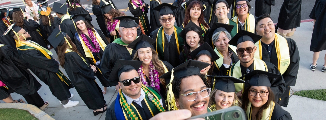 Students during a commencement ceremony